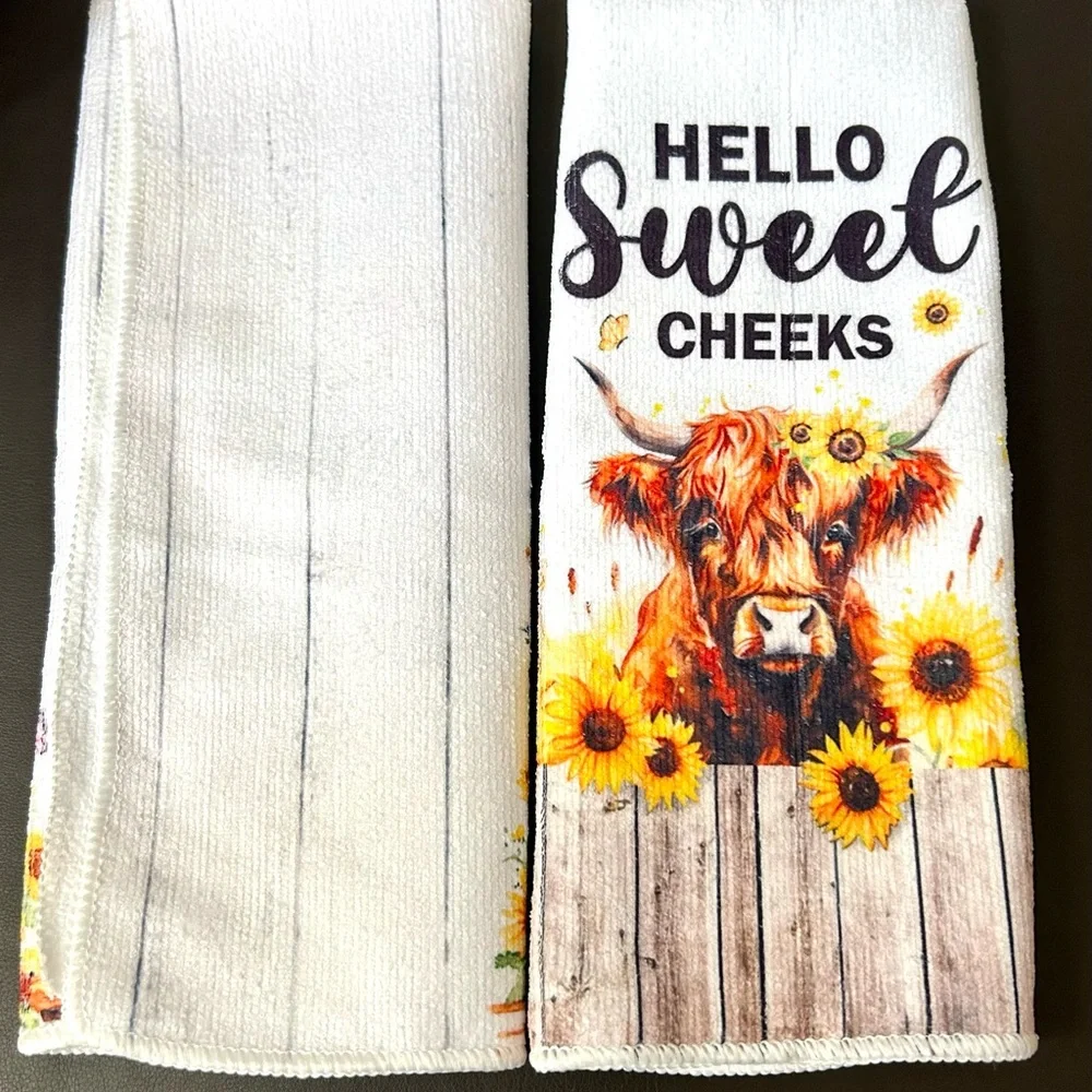 Farmhouse Highland Cow Kitchen Towels